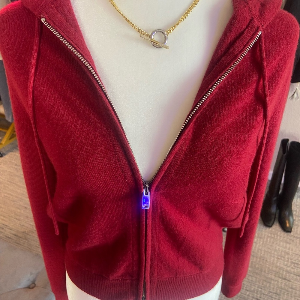 SOLD 
Theory | Cashmere Red Zip-Up Hoodie